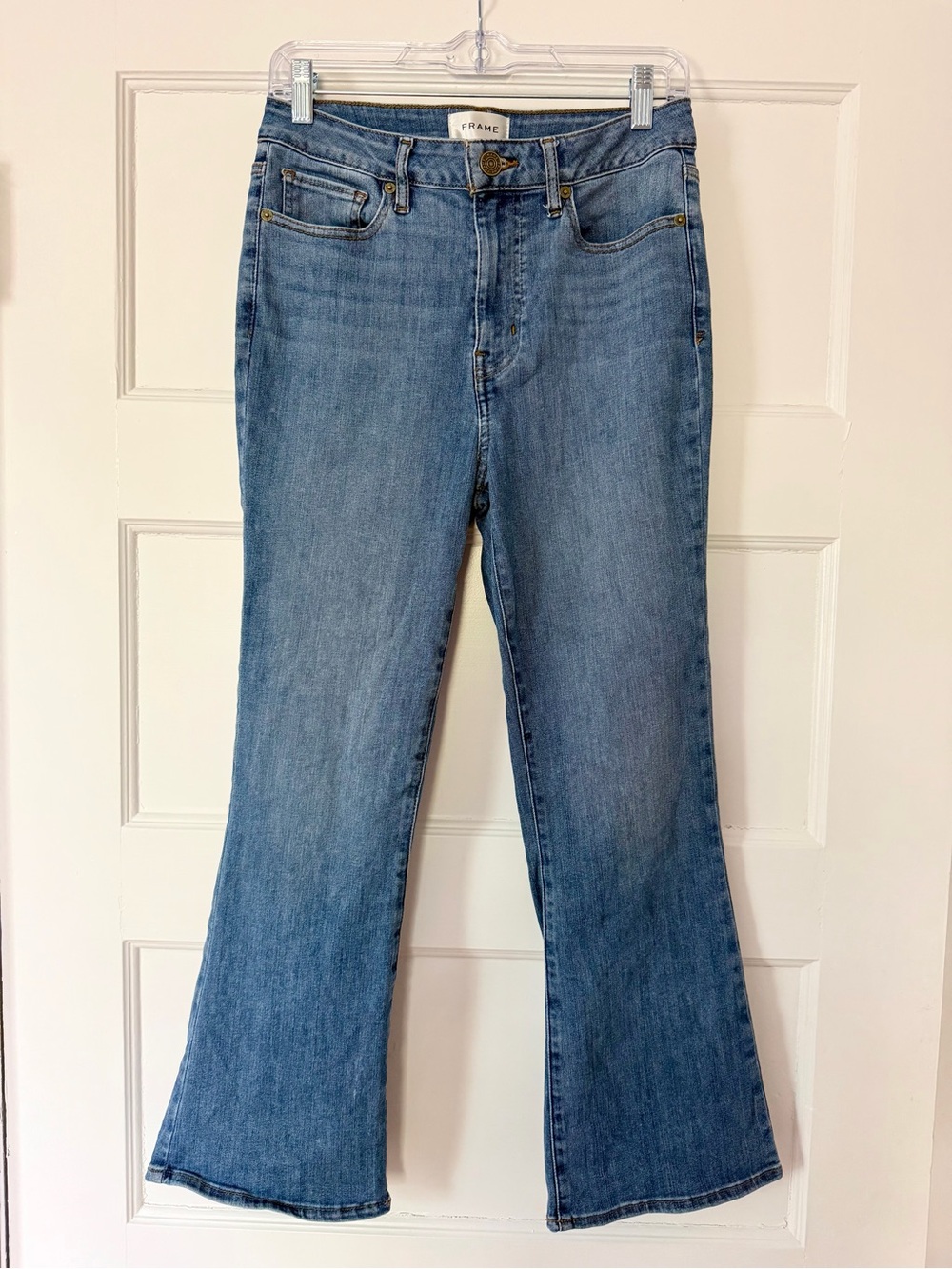 FRAME Le Cropped Mini Boot Jeans Women’s 28 Blue High Rise Stretch 26.5”